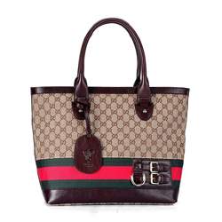 1:1 Gucci 247575 Gucci Heritage Large Tote Bags-Coffee Fabric - Click Image to Close